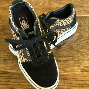 Vans Black and Leopard Print Kids Sneakers